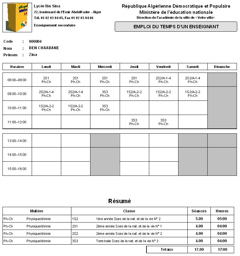 Documentation de AdmiSco Impression de l